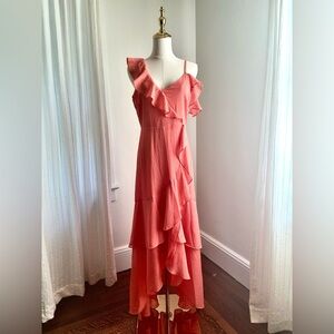 BCBGeneration Coral Asymmetrical Ruffled Dress